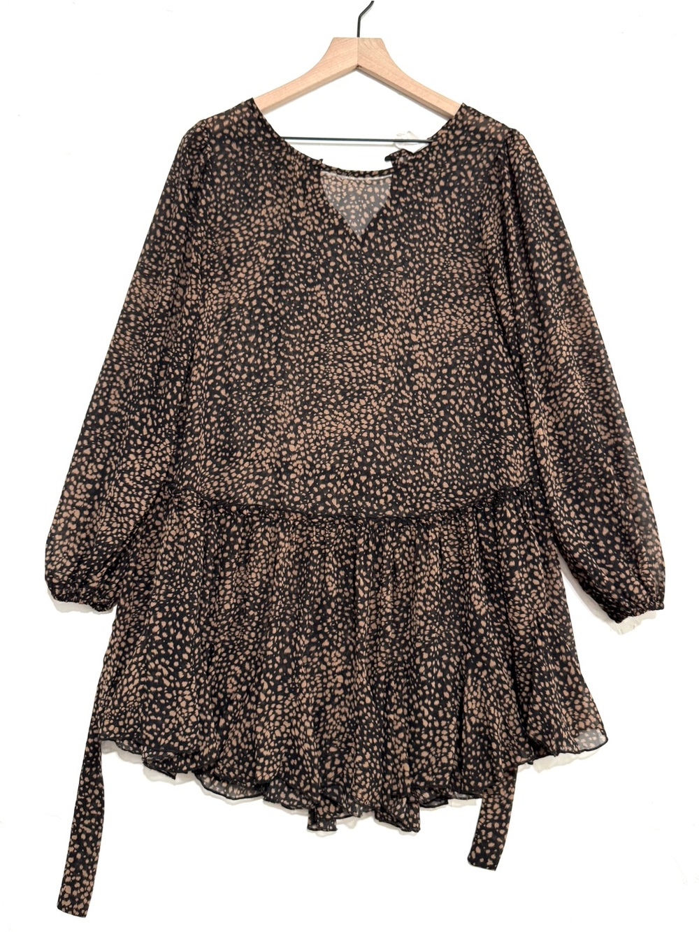 Flawless Animal Print Sheer Tiered Cocktail Mini Dress S